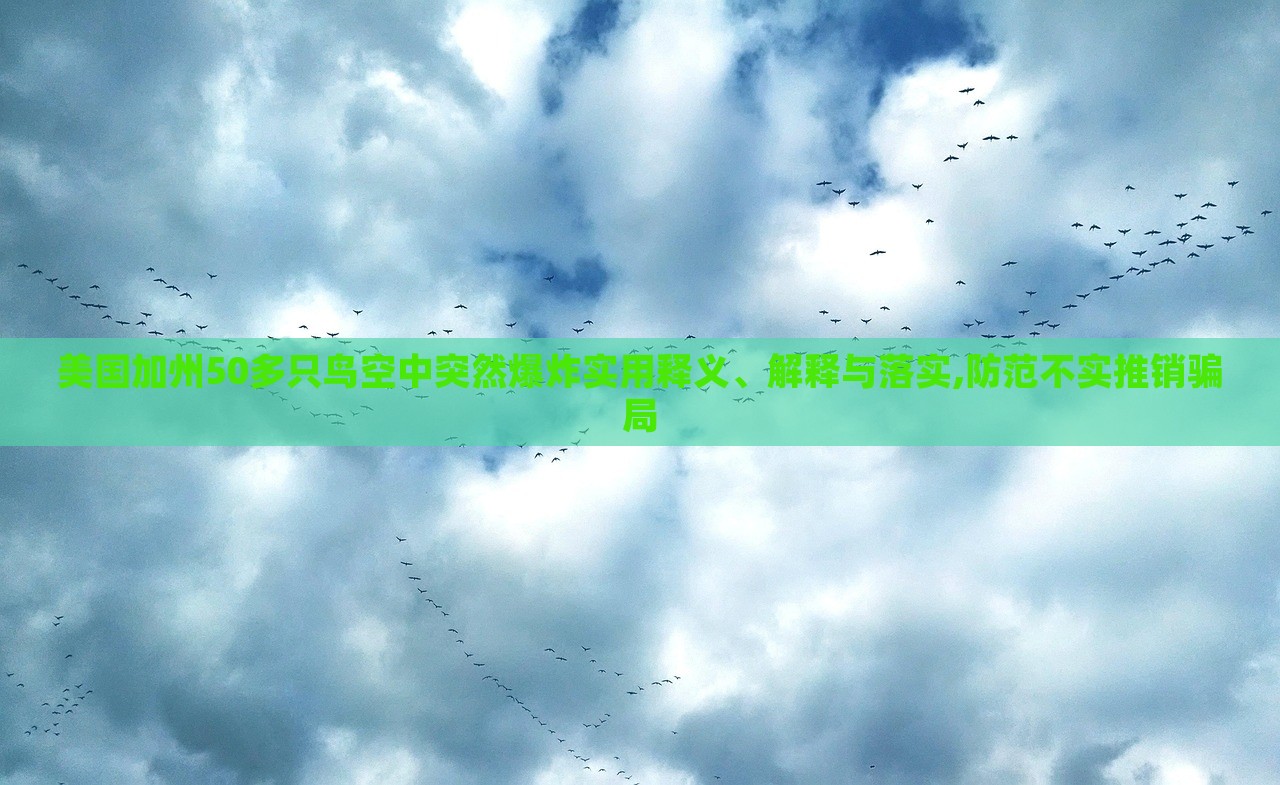 美国加州50多只鸟空中突然爆炸实用释义、解释与落实,防范不实推销骗局
